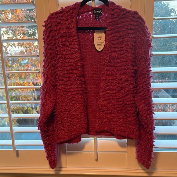 Scoop Sweaters - Scoop Textured Mauve/Pink Textured Cardigan NWT